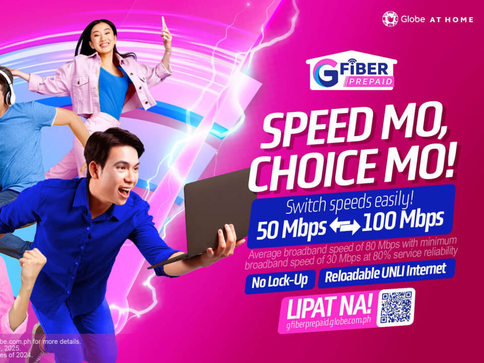 Globe At Home's promotional flyer for its new prepaid internet service that will use its fiberoptic network./Contributed photo 