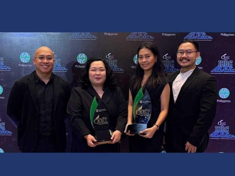 TELUS Digital Philippines celebrates their wins at the 21st Philippine Quill Awards. From left: Picco Tamayo, communications officer; Pia Gajasan, communications senior manager for Asia-Pacific; Ria Ferrariz, communications senior team leader, and Donn Chua, communications senior team leader. | Contributed photo
