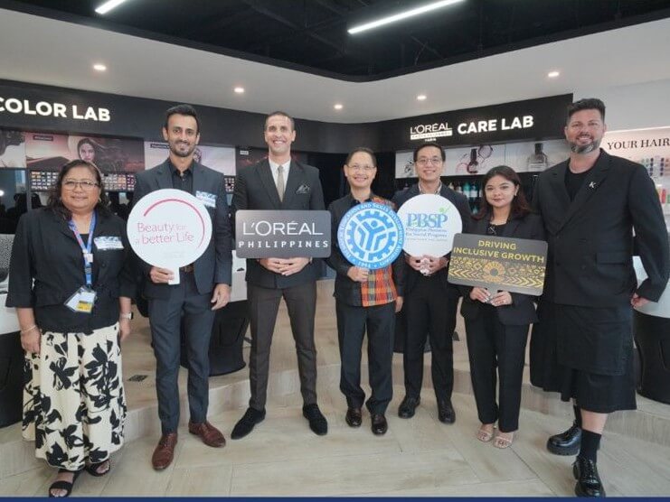 From left: Floramel Joy Songsong, TESDA chief TESD specialist;  Hassan Khan, general manager, L’Oreal Philippines professional division; Yassine Bakkari, L’Oréal Philippines country managing director; Jose Francisco “Kiko” B. Benitez, TESDA Director General;  Krhizzy Pasigan, L’Oréal Philippines corporate affairs director, and Elvin Ivan Y. Uy, PBSP executive director. | Contributed photo 