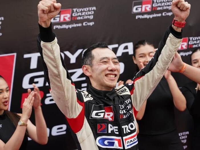 TMP president Masando Hashimoto celebrates his Endurance Race win./ Contributed photo