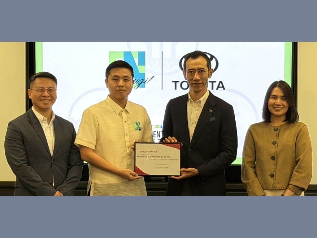 From left: &nbsp;En Tsumugi ELV Dismantler Corp. chief financial officer John Hung, En Tsumugi chief executive officer Paulo Hung, Toyota Motor Philippines Corp. (TMP) president Masando Hashimoto, and TMP senior vice president for general administration Jhohana Mamonong | Contributed photo