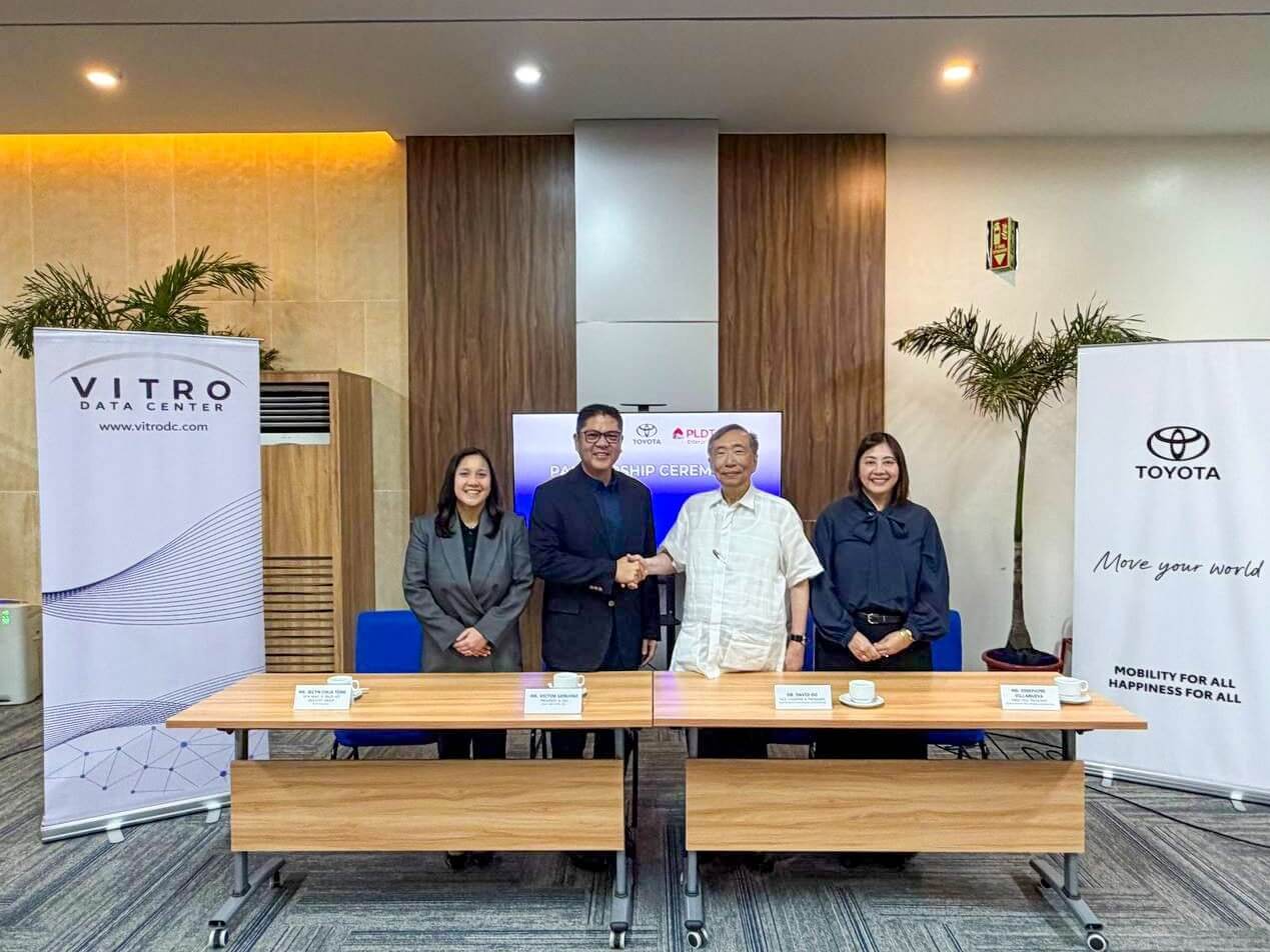From left: Jecyn Chua-Teng, vice president and head of sales &ndash; key industries group, PLDT Enterprise; Victor S. Genuino, president and CEO, ePLDT and VITRO Inc.; David T. Go, vice chair & treasurer, Toyota Motor Philippines (TMP); Josephine Villanueva, first vice president for corporate affairs, TMP.| Contributed photo