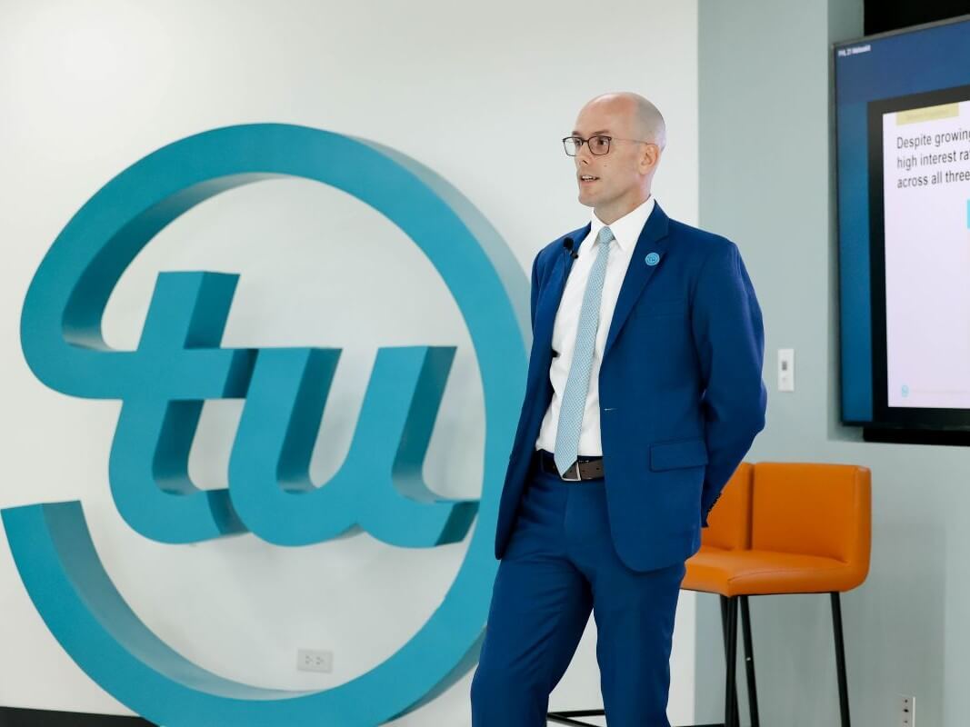 Peter Faulhaber, president and CEO of TransUnion Philippines, at ​a recent ​media briefing./ Contributed photo