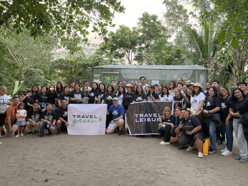 At the Pag-asa Pawikan Protection and Conservation Center hatchery in Bagac, Bataan, &nbsp;Travel + Leisure Co. employees support local sea turtle conservation efforts. | Contributed photo &nbsp;(Click to view full image)