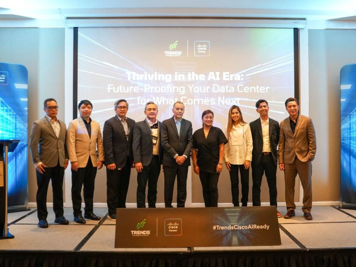 Resource persons at &ldquo;Thriving in the AI Era: Future-Proofing Your Data Center for What Comes Next,&rdquo; a joint forum organized by Trends & Technologies Inc. and Cisco. From left: Trends TMG manager James Anthony Jimeno, Trends Solutions senior engineer Allen Christian Barcelona, Cisco systems engineering leader Christopher Alviar, Cisco leader for partner operations Rommel Angeles, Trends CEO and chair Hasan Fard, Cisco country managing director Zaza Nicart, Trends Group Inc. chief operating officer Christine Fard, Trends Solutions sales head Alex Samson Jr., and Trends technology manager Apollo Catipon. | Contributed photo&nbsp;