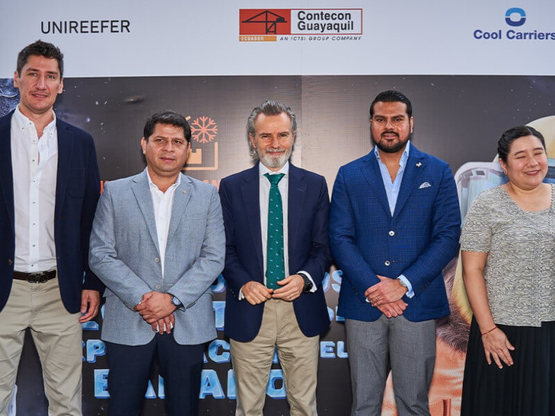 Javier Lancha (third from left), Contecon Guayaquil CEO, led the inauguration of Ecuador’s first on-dock cold storage facility./Photo from ICTSI 