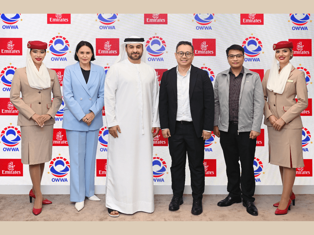 (From left) Emirates senior regional manager for commercial operations Tatiana Korshunova; Emirates senior vice president for commercial operations, Far East, Orhan Abbas; Overseas Workers Welfare Administration (OWWA) deputy administrator Ryan Vincent L. Uy; and OWWA-Dubai welfare officer Martel R. Dasayon. | Contributed photo