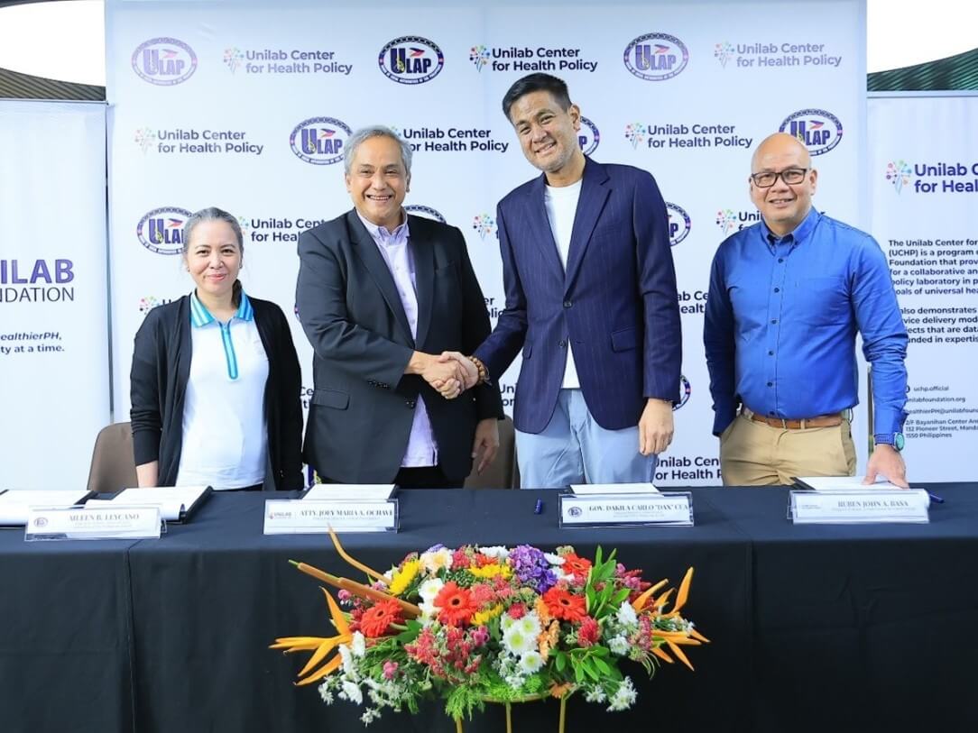 Present during the signing of the MOU between Unilab Foundation and ULAP are (from left) ULAP executive director Aileen Leycano, Unilab Foundationexecutive director Atty. Jose Maria Ochave, ULAP national president and Quirino Governor Dakila Carlo &ldquo;Dax&rdquo; Cua, and UCHP program director Ruben John Basa. | Contributed photo