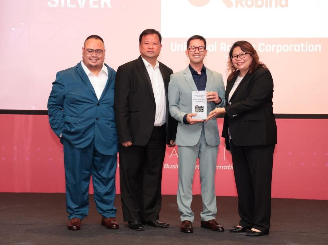 The company was represented at the awards ceremony by (from left):Mark Kevin Lanuzo, officer for HR solutions; Roland Villareal, global head for learning and talent management,  and Alex Gomez, manager for talent acquisition and corporate programs. Also in photo is Angelina Chua, HR director of COFCO International and member of the award jury (extreme right)./Contributed photo