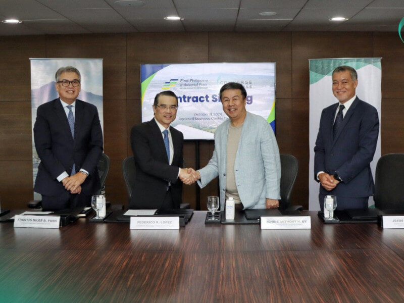 &nbsp;From left: FPIP chief commercial officer Jose Valentin &ldquo;Joval&rdquo; Pantangco Jr., FPIP president Francis Giles B. Puno, FPH chair and CEO Federico R. Lopez, Converge CEO and co-founder Dennis Anthony Uy, Converge chief operations officer Jesus C. Romero, and chief commercial officer Benjamin B. Azada./ Photo from Converge/First Philippine Holdings (Click the photo to see the whole image)