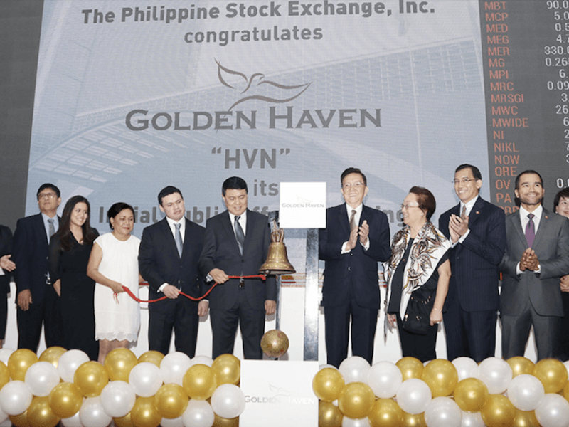 Golden MV Holdings, which listed as Golden Haven in 2016, raised P778 million from its IPO. (Photo from the PSE)