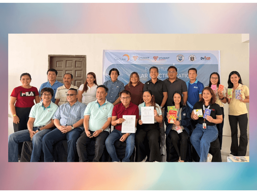 Vivant Foundation turns over a rooftop solar power system to the Anini-y Rural Health Center and a library package to San Ramon Elementary School in Antique as part of the expansion of Project Liadlaw to Panay Island. | Contributed photo