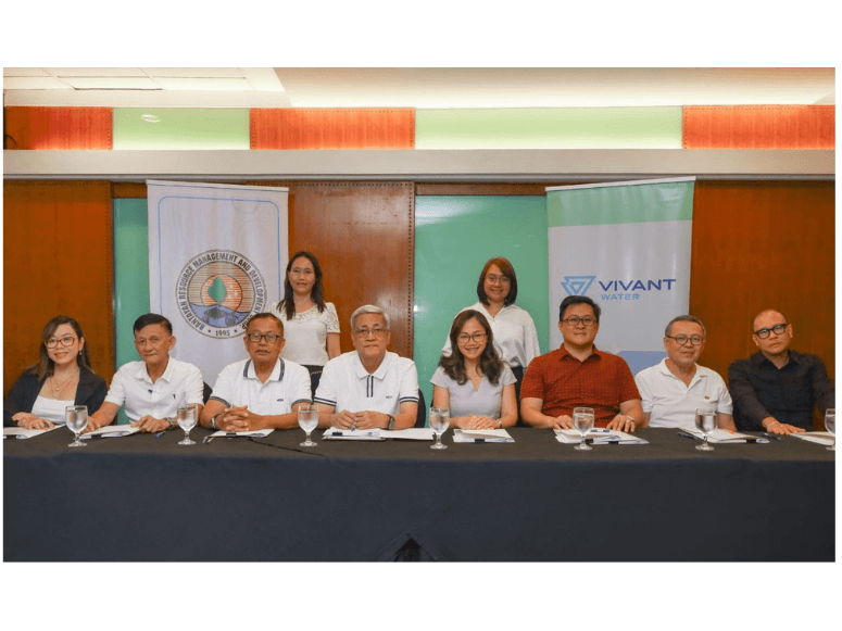 Bantayan Resource Management and Development Corp. (Bremandcor) members of the board with chair Alex Monteclar (4th from the left) officially signed the definitive agreement for the acquisition of water distribution operations of Bantayan with Vivant Water assistant vice president for business development and regulatory and industry affairs Atty. Joanne Babon (5th from the left). | Contributed photo