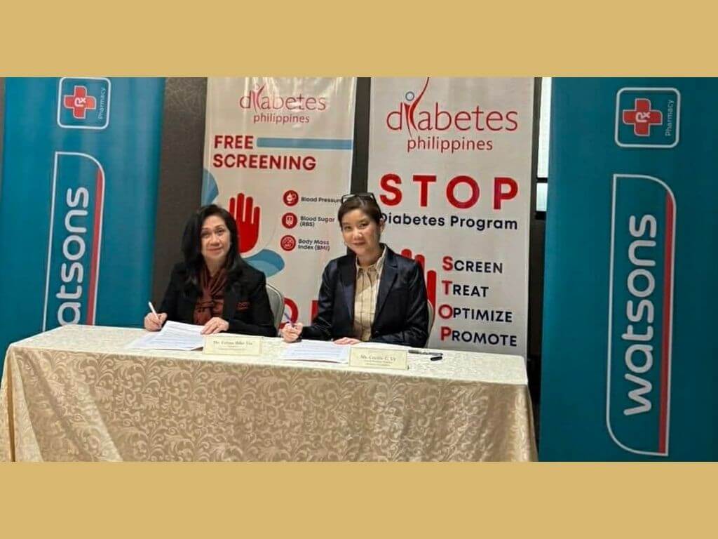 Dr. Fatma Tiu (left), president of Diabetes Philippines, and Cecille Uy, Watsons health business unit director, reaffirm their commitment to advancing diabetes awareness, prevention, and care across the country. | Contributed photo