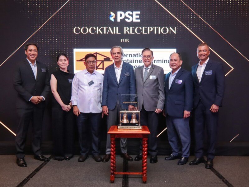 &nbsp;ICT Chief Financial Officer and Chief Compliance Officer Manuel V. Pascua, ICT SVP for Global Corp. Planning & Financial Services Caroline C. &nbsp;Causon, Securities and Exchange Commission Chairperson Francis Ed. Lim, ICT Chairman and President Enrique K. Razon Jr., PSE Chairman Jose T. Pardo, PSE President and CEO Ramon S. Monzon, and ICT VP for Global Investor Relations Arthur R. Tabuena./Photo from PSE&nbsp;