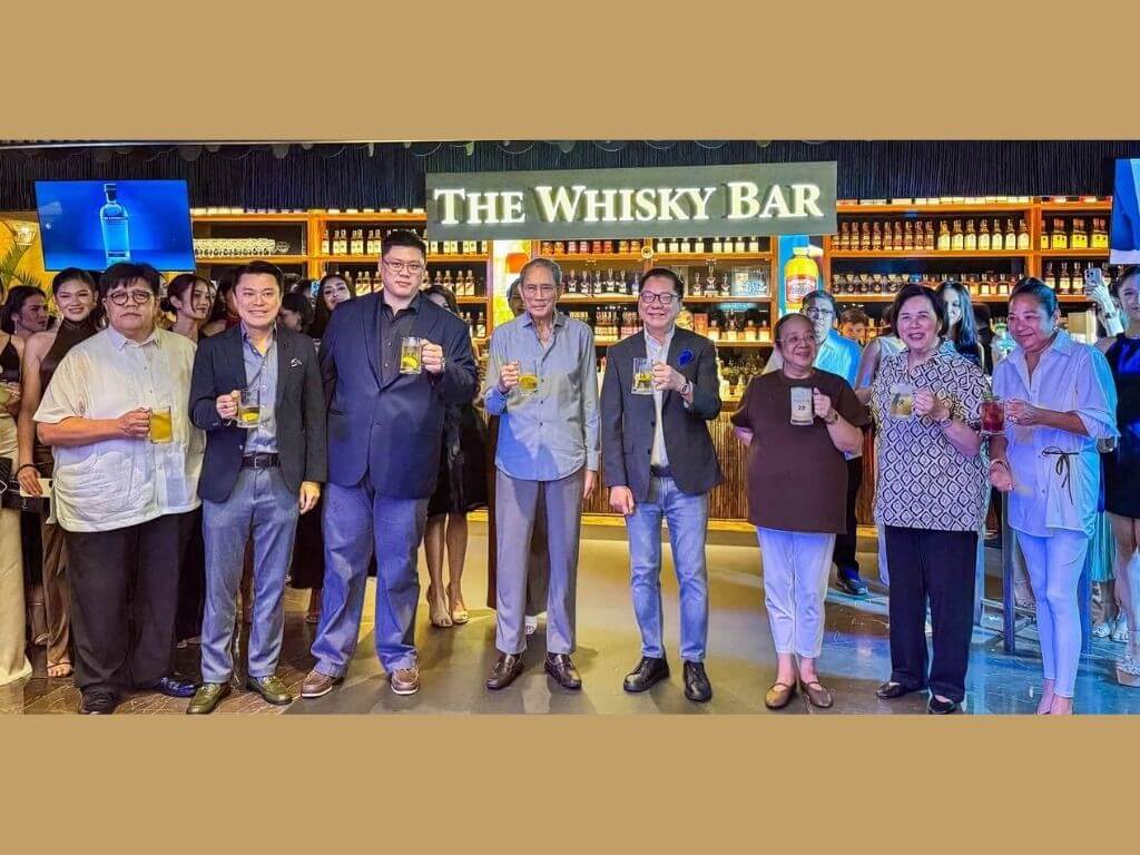 From left: Emperador president and CEO Glenn D. Manlapaz ; Alliance Global Group president, CEO, and vice chair. Kevin L. Tan; Emperador executive director Kendrick L. Tan; Araneta Group chair and president Jorge L. Araneta; Emperador chair emeritus Andrew L. Tan.; Veanna Fores, director, Uniprom Inc., and executive committee member, Binibining Pilipinas Charities Inc.; Katherine Tan, senior director, Emperador; and Bledes Fores of the Araneta family. | Contributed photo