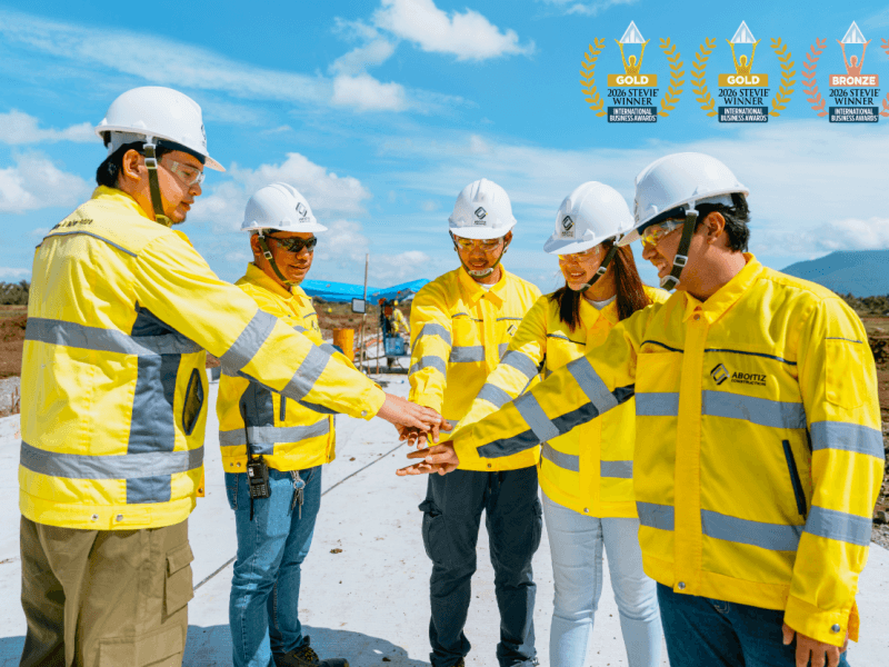 Aboitiz Construction employees at a project site mark the company&rsquo;s three wins at the 2026 International Business Awards, where it secured two Gold Stevie&reg; Awards and one Bronze Stevie&reg; Award for corporate transformation, sustainable supply chain practices and operational excellence. | Contributed photo