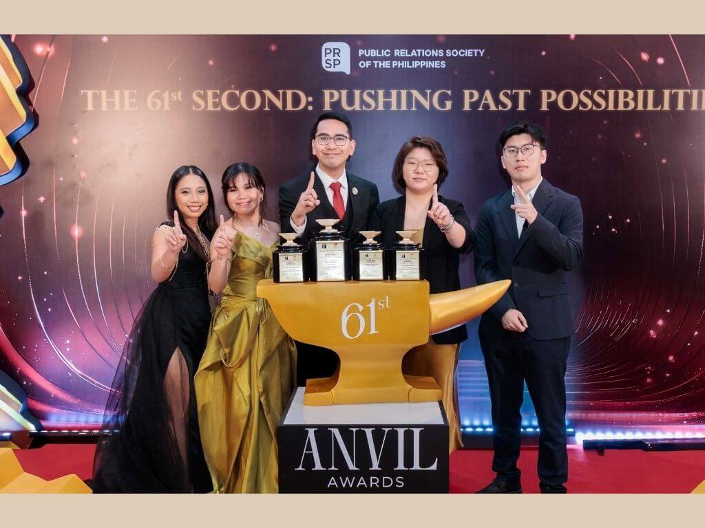&nbsp;From left: TCL digital officer Jem Domingo, PR officer Guia Anne Tilbe, brand manager Joseph Cernitchez, deputy marketing director Shae Yu and product manager for AC Operation Jasper Jing celebrate TCL Philippines&rsquo; big win at the 61st Anvil Awards. | Contributed photo