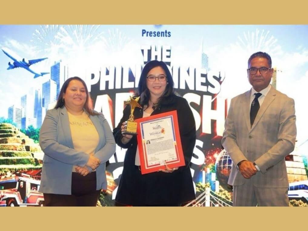 Converge SME group vice president and head of SME Marketing Angela Gutierrez received the Best Chief Marketing Officer Award from Philippines&rsquo; Women Leaders for driving business growth and empowering Filipino MSMEs. | Contributed photo