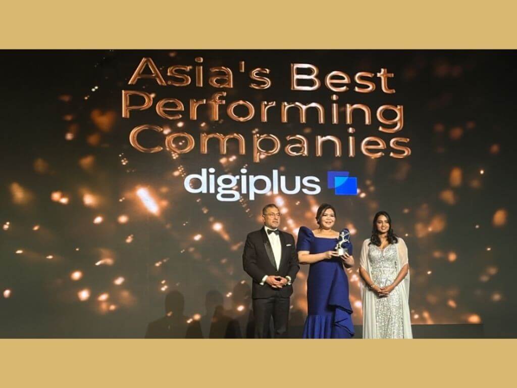 Representing DigiPlus, vice president for Investor Relations, Corporate Communications, and Sustainability Celeste Jovenir receives the Company&rsquo;s &ldquo;Asia&rsquo;s Best Performing Companies&rdquo; award from the ACES Council in Kuala Lumpur, Malaysia on Oct. 16. | Contributed photo