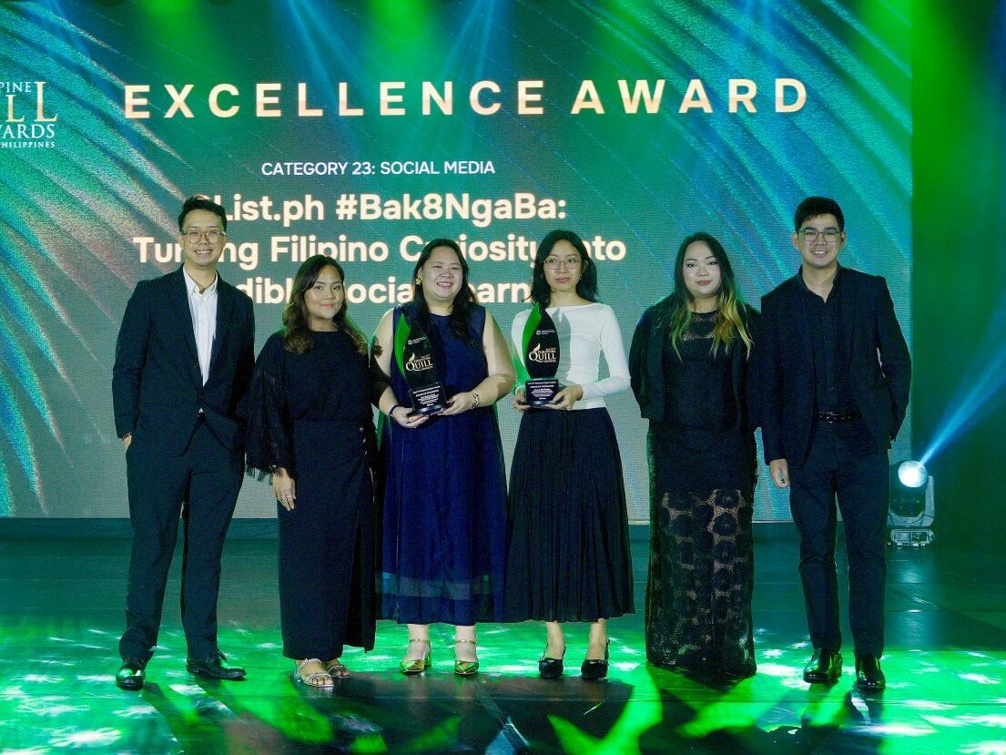 The ID8 Inc. continues its winning streak in 2026, clinching six trophies at the 22nd Philippine Quill Awards. Receiving the awards were Justin Aguiting, PR supervisor; Marel Fulgar, digital marketing director; Angeli Chin, BiteSized.ph editor; Kyzia Maramara, 8List.ph editor; Lou Pe&ntilde;a, senior account manager; and Rom Ramos, associate accountsdirector.| Contributed photo