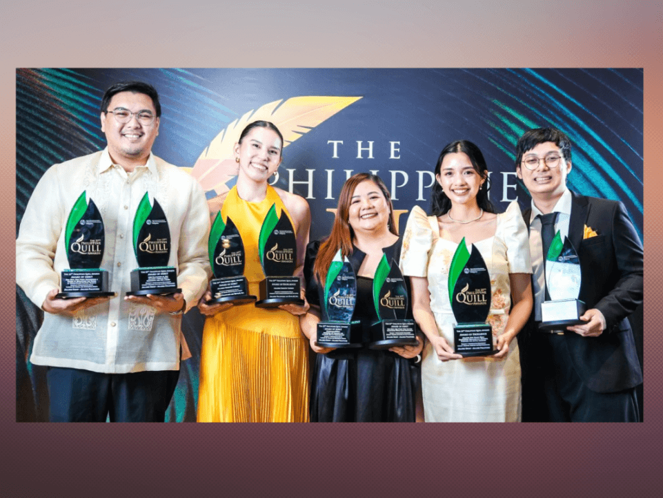 Jollibee team members celebrate eight honors at the 22nd Philippine Quill Awards, including two Awards of Excellence and six Awards of Merit, recognizing the brand&rsquo;s campaigns across marketing, experiential events and digital communication. | Contributed photo