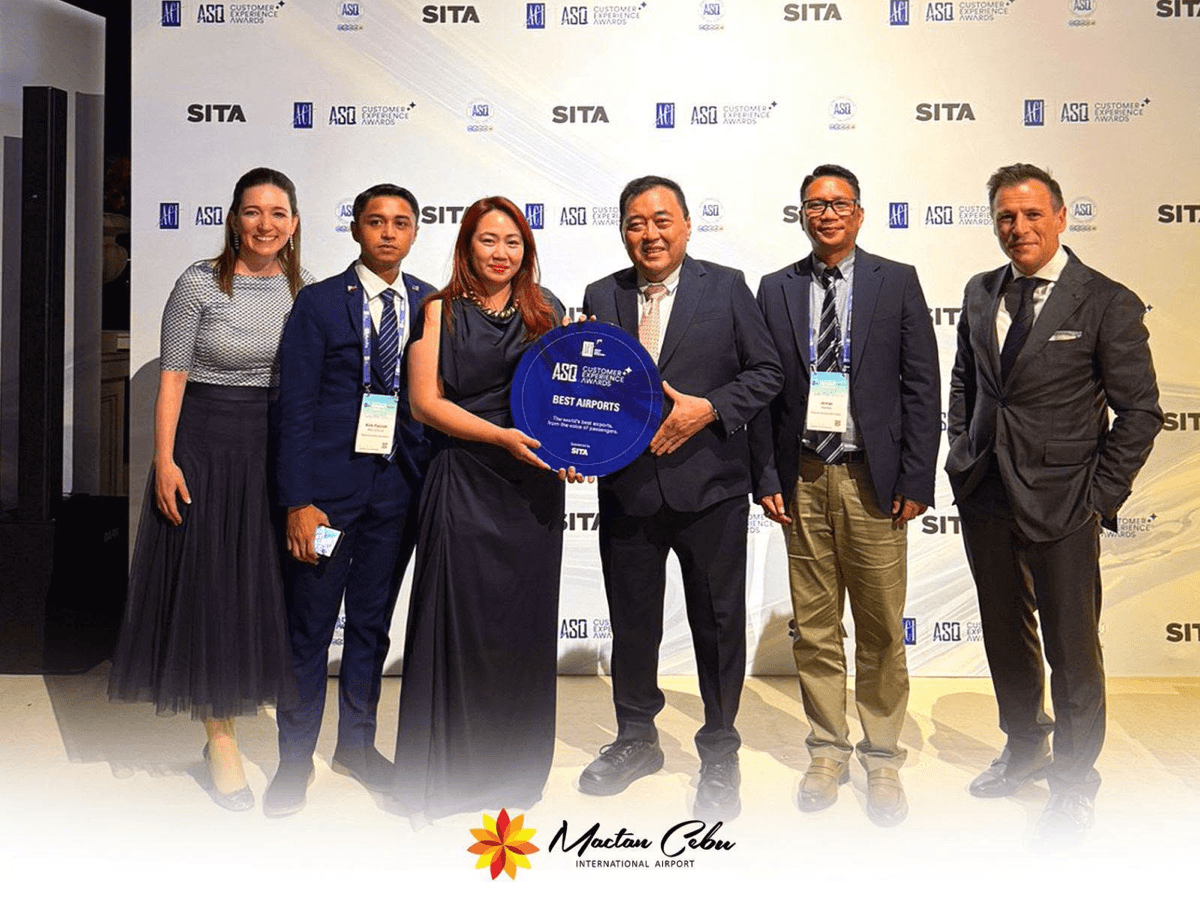 Mactan-Cebu International Airport (MCIA) has been recognized anew for outstanding customer service. MCIA general manager Ricia Vinelli O. Montejo and Mactan-Cebu International Airport Authority general manager and CEO Julius Neri Jr. (center) receive the Best Airport in Asia-Pacific award in the 5&ndash;15 million passengers category at the Airports Council International Airport Experience Summit 2026 in Istanbul, T&uuml;rkiye. MCIA also advanced to Level 3 of ACI&rsquo;s Airport Customer Experience Accreditation. | Contributed photo