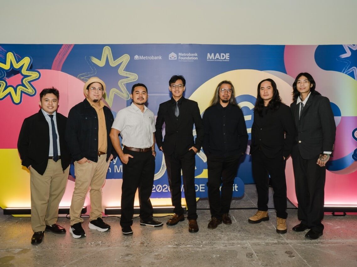 [From left] 2026 MADE Special Citation for Oil or Acrylic on Canvas recipient Artgiveson C.Arreglado; Special Citation for Mixed Media recipient Richard D. Montero; Grand Awardee for Mixed Media Kennette A. Luague; Grand Awardee for Oil or Acrylic on Canvas Vince Martin A. Macatangay; Grand Awardee for Sculpture Aldrin B. Olaguir; Special Citation for Sculpture Recipient Raphael DanielO. David; and Special Citation for Oil or Acrylic on Canvas recipient Arvin C. Cantalejo Jr.