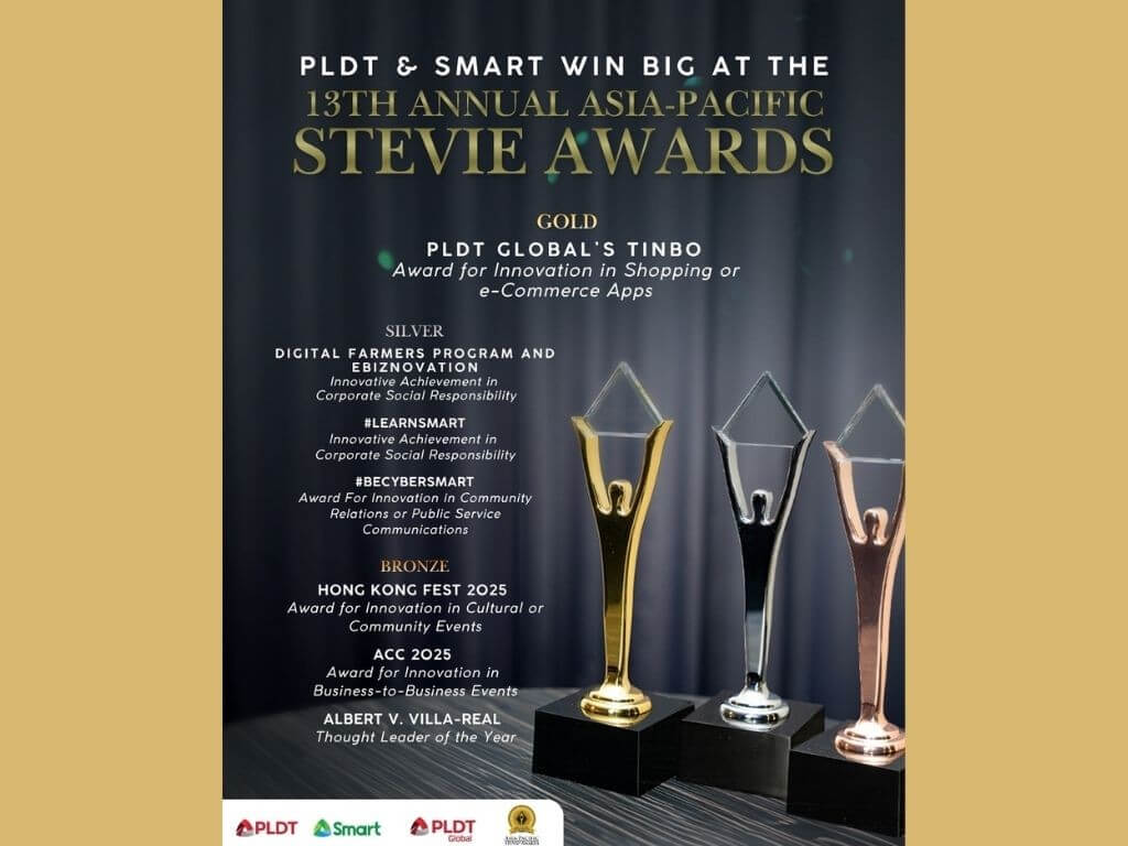 At this year&rsquo;s Asia-Pacific Stevie Awards, multiple initiatives from the PLDT Group were honored across categories spanning community engagement, corporate social responsibility, digital platforms, and executive thought leadership. | Contributed photo