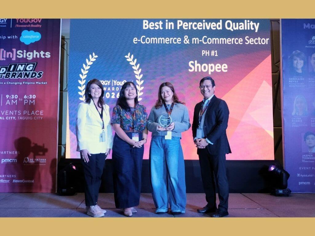 Germaine Reyes, president and CEO of Synergy Market Research + Strategic Consultancy; Aly Pabellano and Ley Laksamana of Shopee Philippines Corporate Communications; Renzo Reyes, COO of Synergy Market Research + Strategic Consultancy | Contributed photo