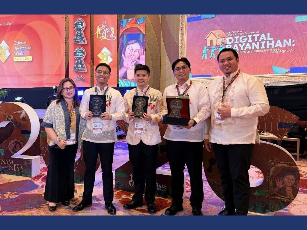 SM Retail, the retail arm of the SM Group, received the NPC Seal of Registration Compliance Excellence Award for the Private Sector at the National Data Privacy Conference in Para&ntilde;aque City. In photo are officers from the SM Retail Data Privacy & Protection Team Bernadette C. Salinas (left), chief data officer; Atty. Mikhail Josef P. Soriano, manager; Leyson N. San Juan, data protection officer and AVP; Lorenz Victor D. Anyayahan, senior manager; and Luis Angelo D. De Castro, senior manager. | Contributed photo