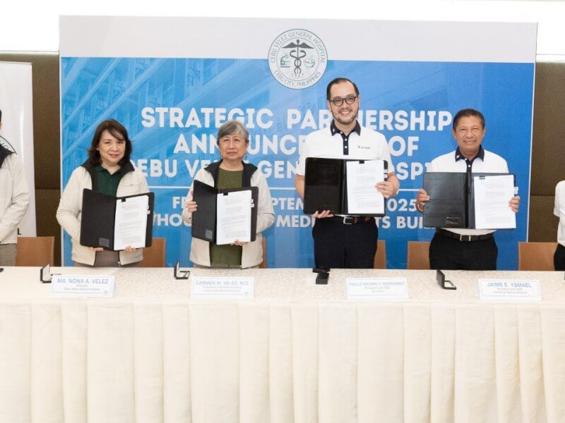 From left: James Velez Ting, assistant hospital administrator of CVGH; Ma. Nona Velez, director of CVGH; Dr. Carmen Velez, president & administrator of CVGH; Paolo Borromeo, president and CEO of AC Health; Jaime Ysmael, president and CEO of Healthway Medical Network; Margaret Bengzon, chief network & business development officer, Healthway Medical Network. | Contributed photo
