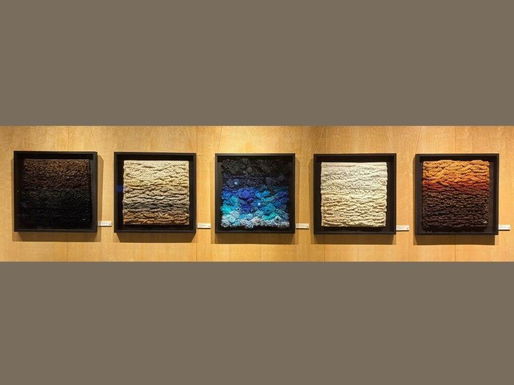 Maria Salvador's  (from left) The fragile side of strength, What lingers after words, Where the light fades, Traces that refuse to fade, Where silence waits too long | Photo by Vanessa Hidalgo